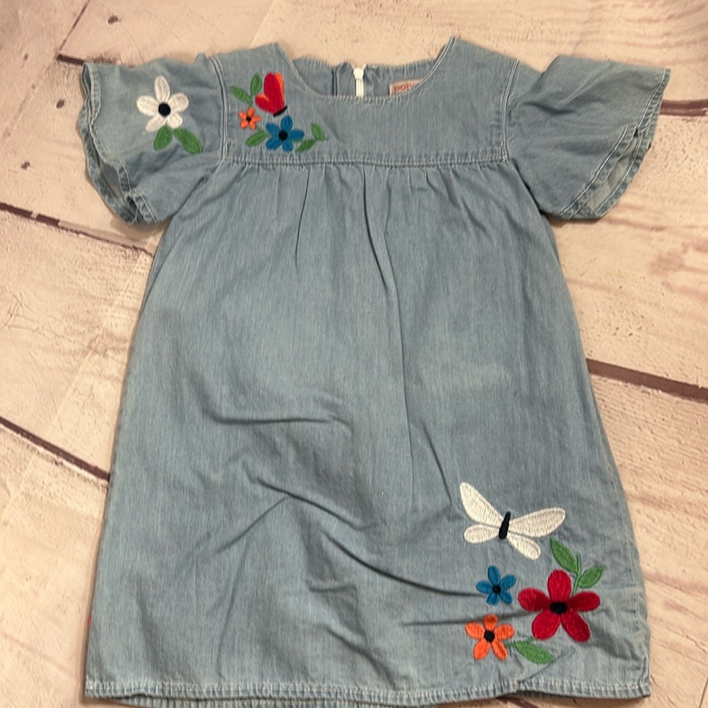 Boboli Embroidered Denim Dress - 5